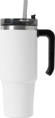 White steel thermo tumbler mockup, Png transparent